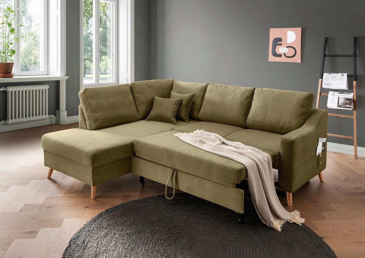 Ecksofa Valentina Olivgrün S: 200x230 Cm - Naturfarben/Olivgrün, MODERN, Textil (200/230cm) - Livetastic