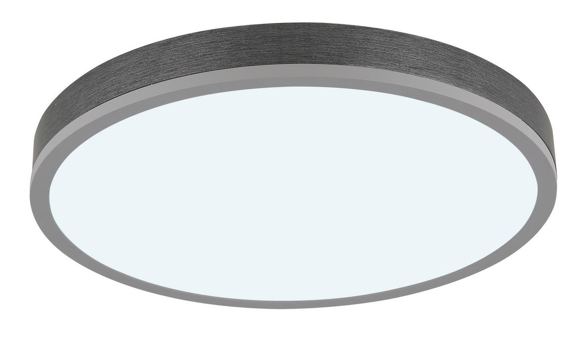 LED-Deckenleuchte Doro D: 45cm Silberfarben Weiß Dunkelgrau - Dunkelgrau/Silberfarben, Basics, Kunststoff/Metall (45/8,5cm) - Globo