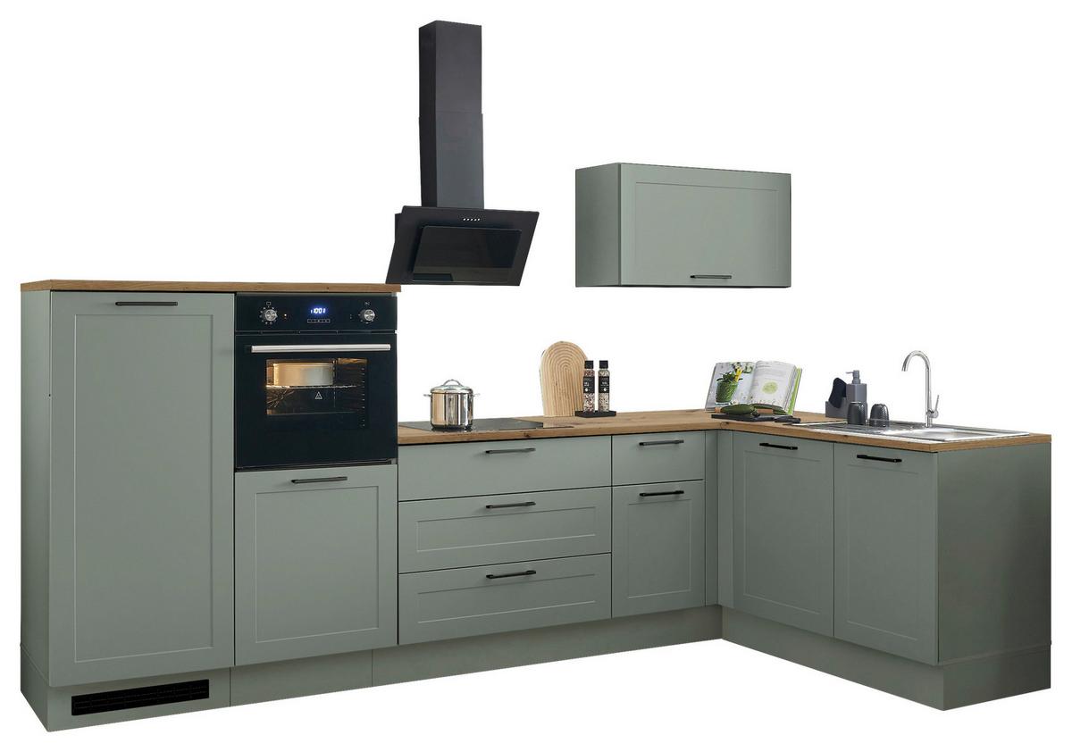 Eckküche Marseille Grün/eiche Dekor S: 320x175 Cm - Eiche Artisan/Grün, Design, Holzwerkstoff (320/175cm) - MID.YOU