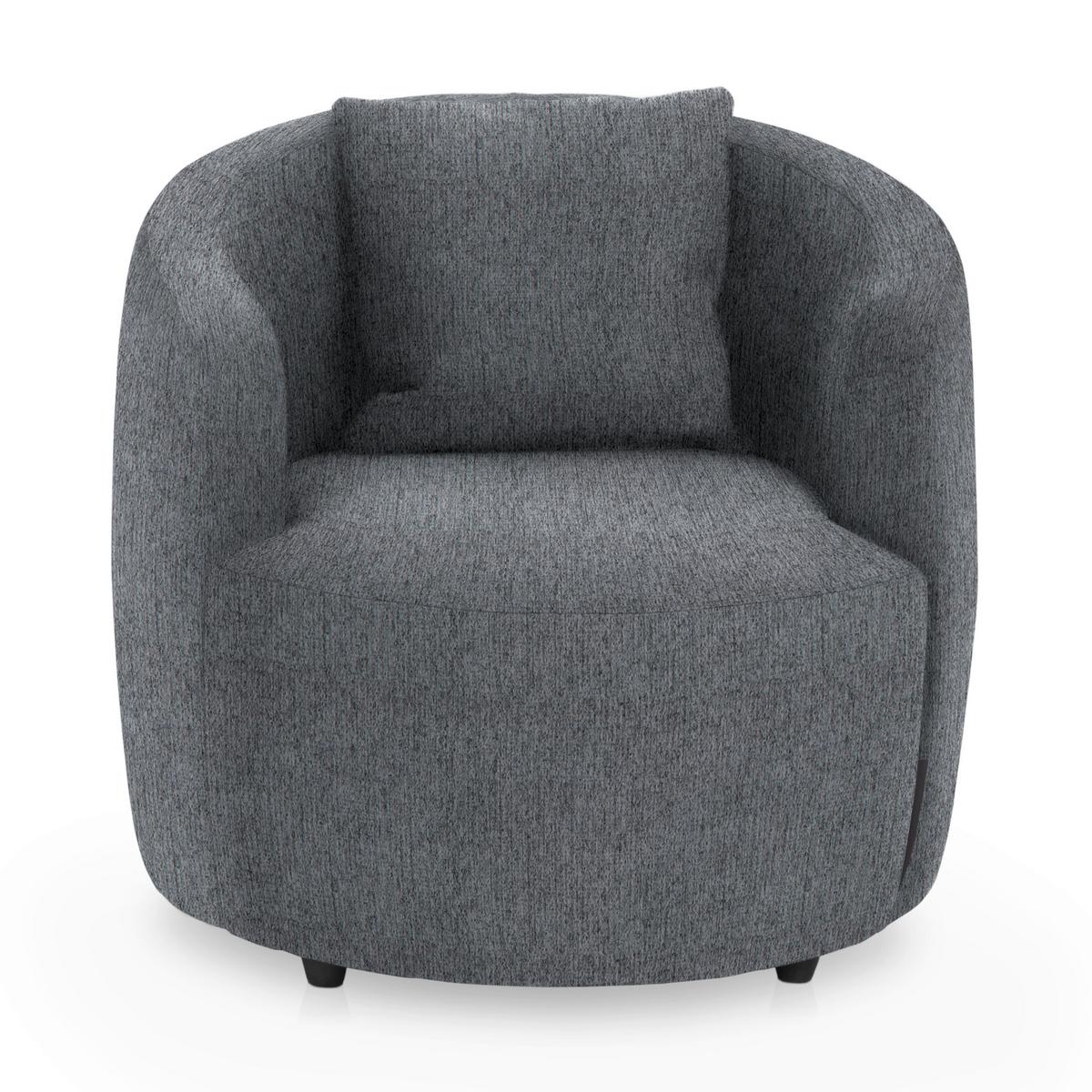 Polstersessel Pina Hellgrau Chenille - Hellgrau/Schwarz, Design, Textil (81/74/81cm) - Livetastic
