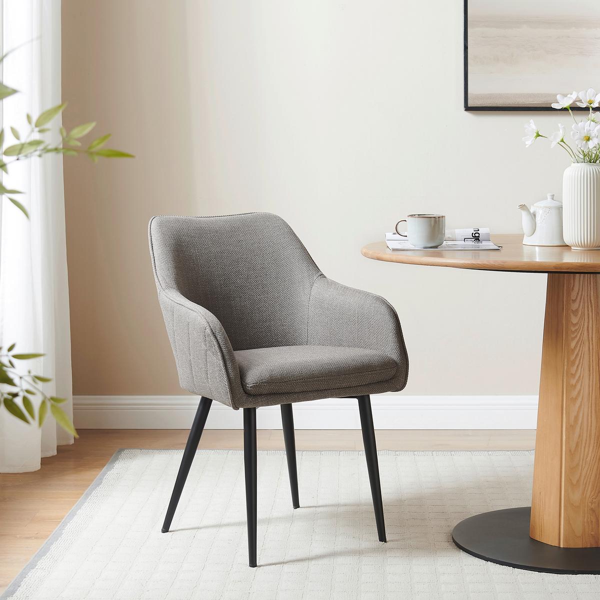 Armlehnstuhl Schwarz/taupe B: 61cm - Taupe/Schwarz, MODERN, Textil/Metall (61/85/60cm) - Livetastic