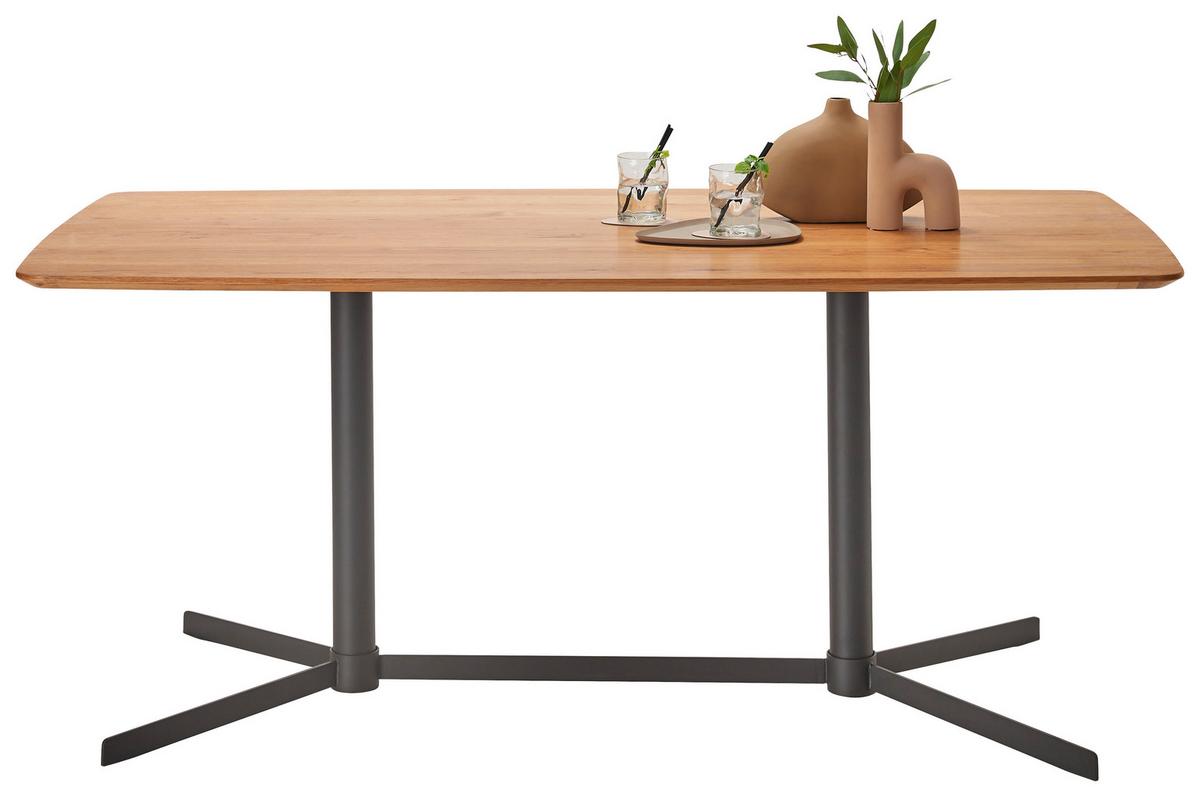 Jedálenský stôl VALETTA 160 - černá/barvy dubu, Moderní, kov/dřevo (160/76/90cm) - Premium Living