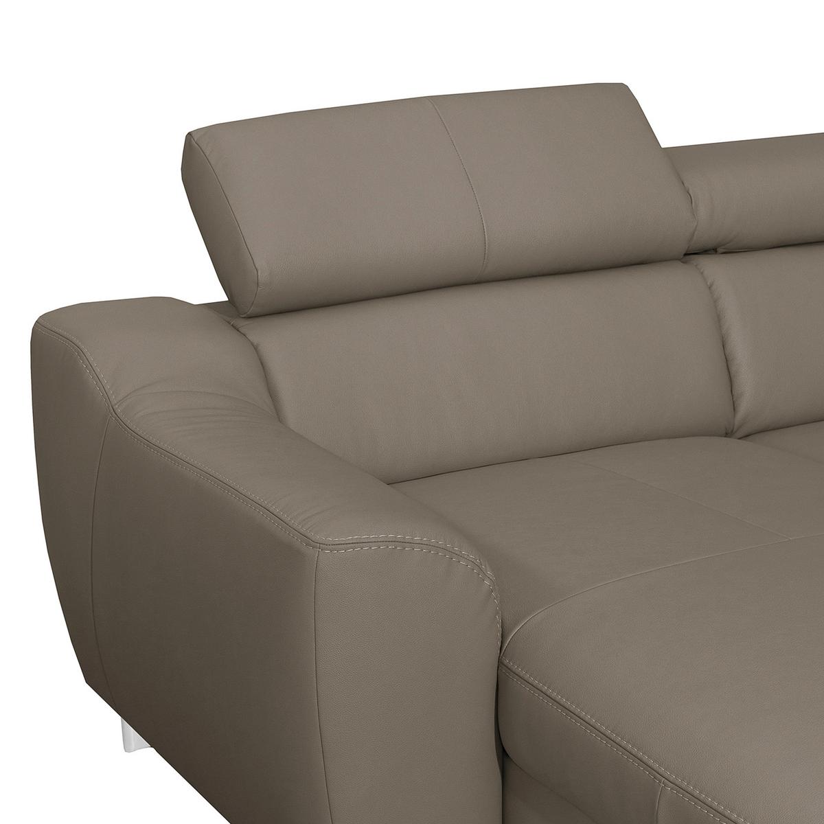 Wohnlandschaft Aspen Taupe U-Form: 175 Cm - Taupe/Chromfarben, Design, Leder/Textil (175/315/208cm) - Livetastic