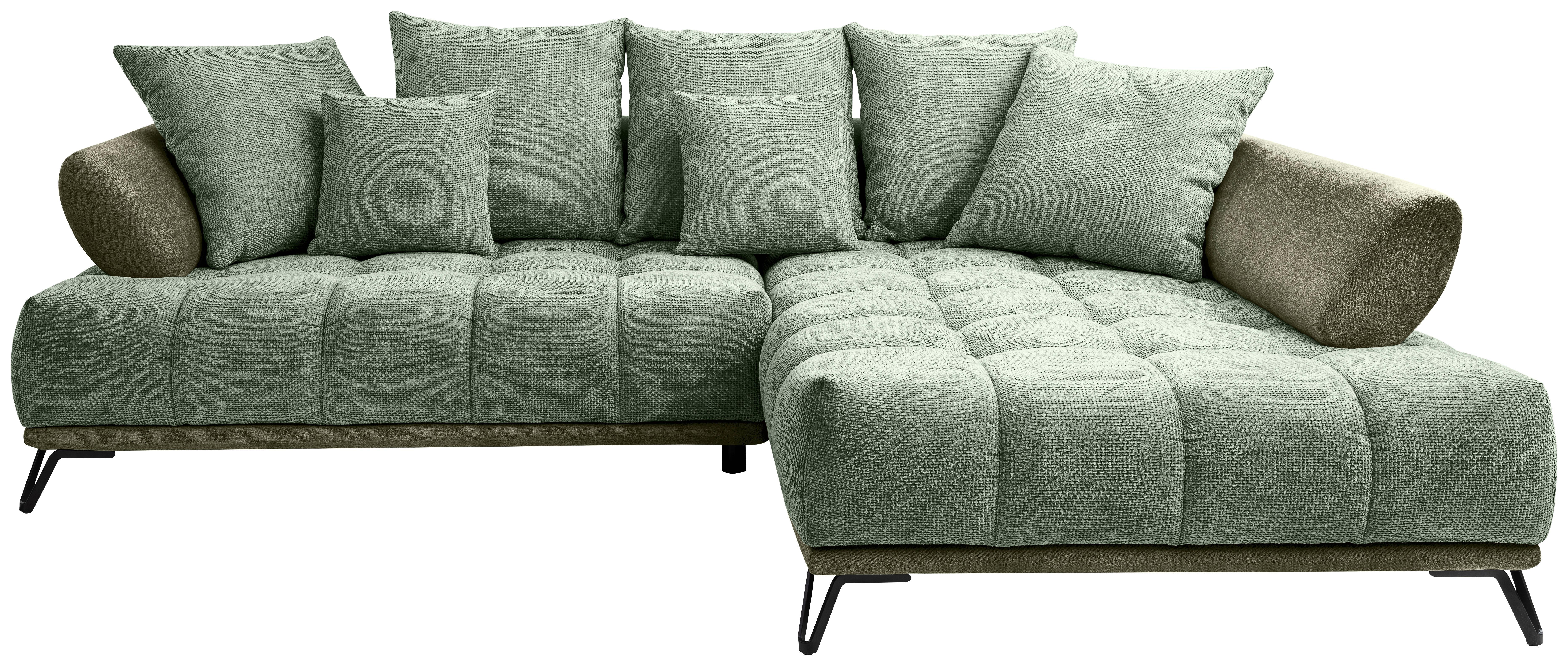 ECKSOFA LARGO N Grün S: 262x184 cm - Schwarz/Grün, MODERN, Textil (262/184cm) - MID.YOU