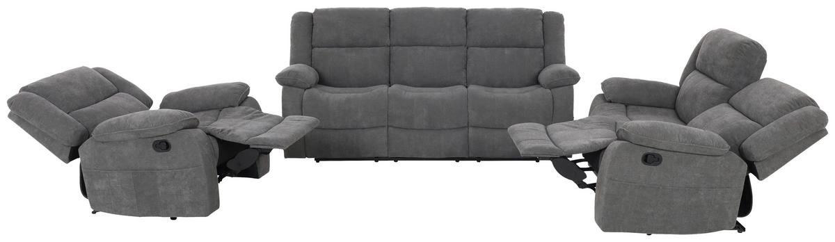 2-Sitzer-Sofa + Relaxfunktion Chester Grau B: 153 cm - Schwarz/Grau, Basics, Textil (153/101/90cm) - P & B