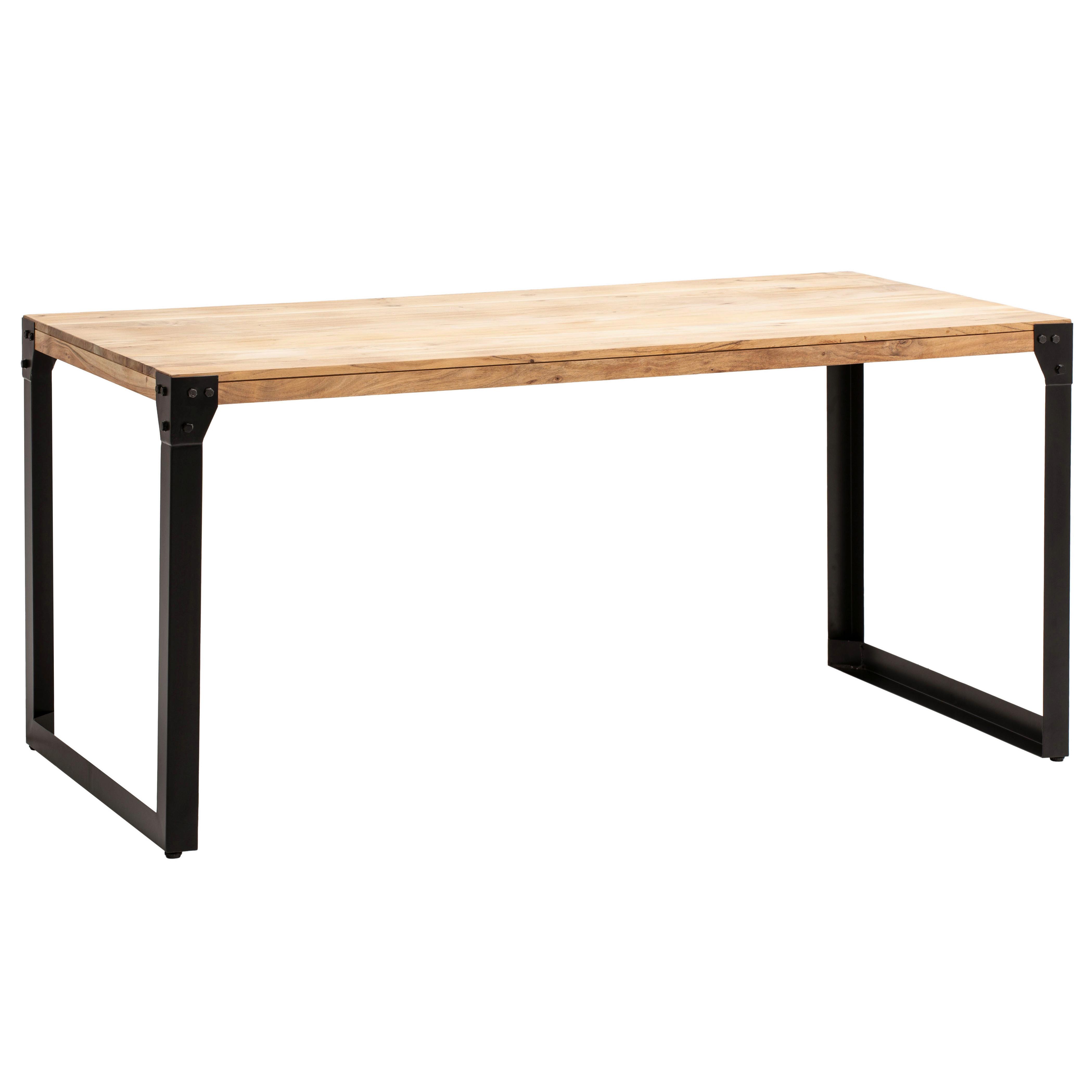 Esstisch Akaziefarben L: 160 cm - Schwarz/Akaziefarben, Design, Holz/Metall (160/80/76cm) - MID.YOU
