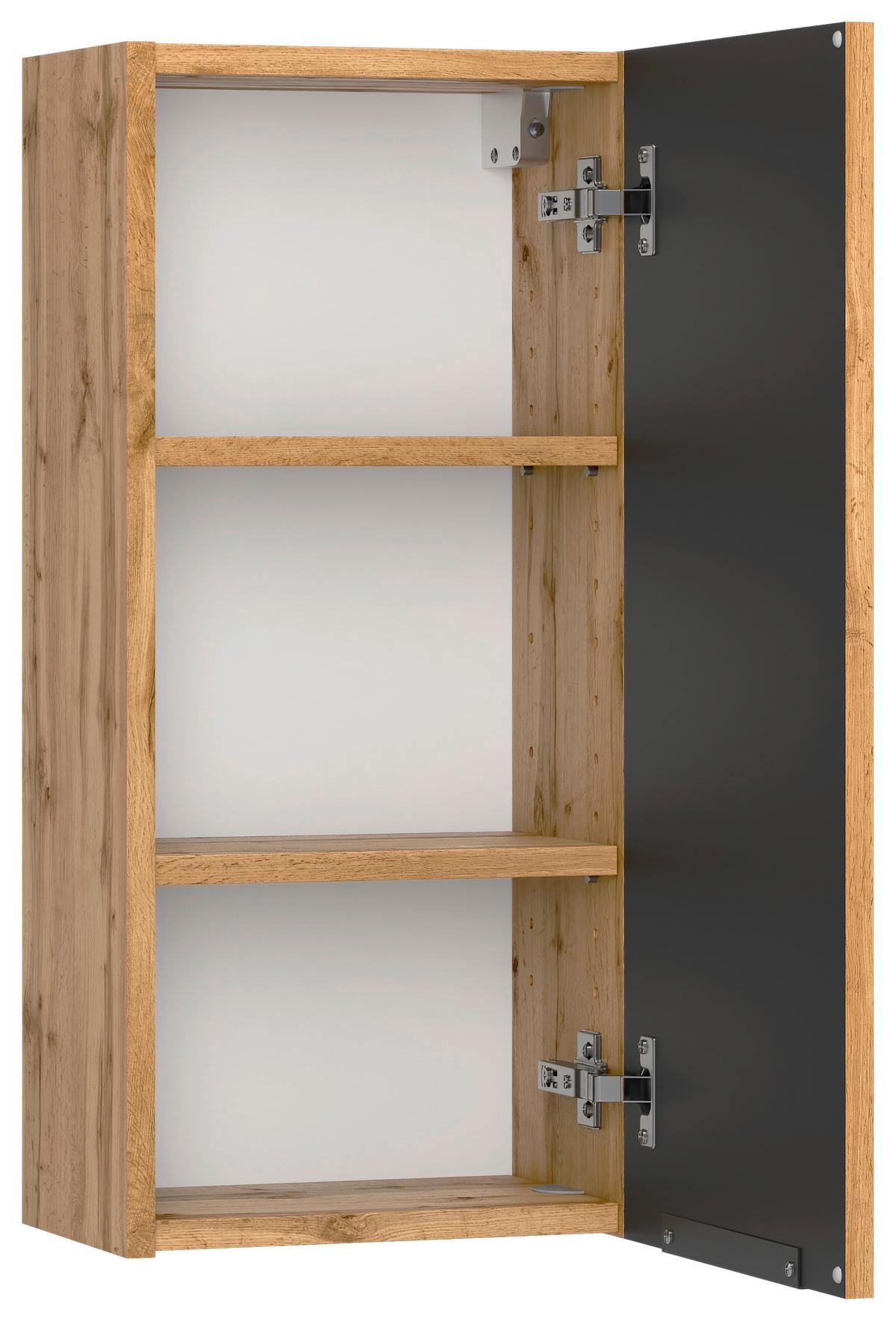 Hängeschrank Chester B: 30 cm Eiche Wotan Dekor/Schwarz - Eiche Wotan/Schwarz, MODERN, Holzwerkstoff (30/64/20cm) - Held