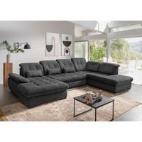Wohnlandschaft Rigatti Mit Schlaffunktion Anthrazit - Anthrazit/Schwarz, MODERN, Textil (184/387/252cm) - Livetastic