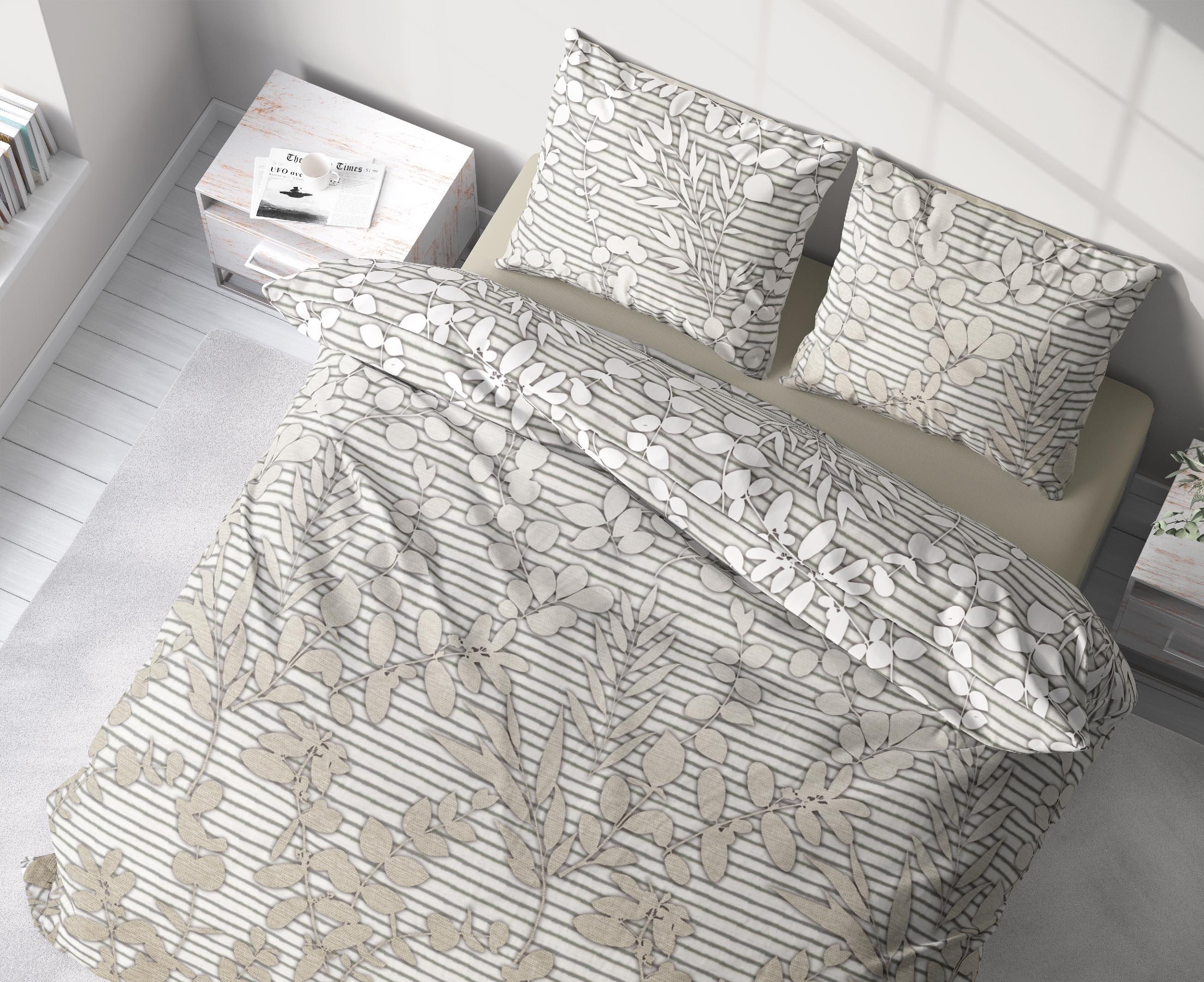 Povlečení Verena, 140/200cm - bílá/béžová, Moderní, textil (140/200cm) - Premium Living
