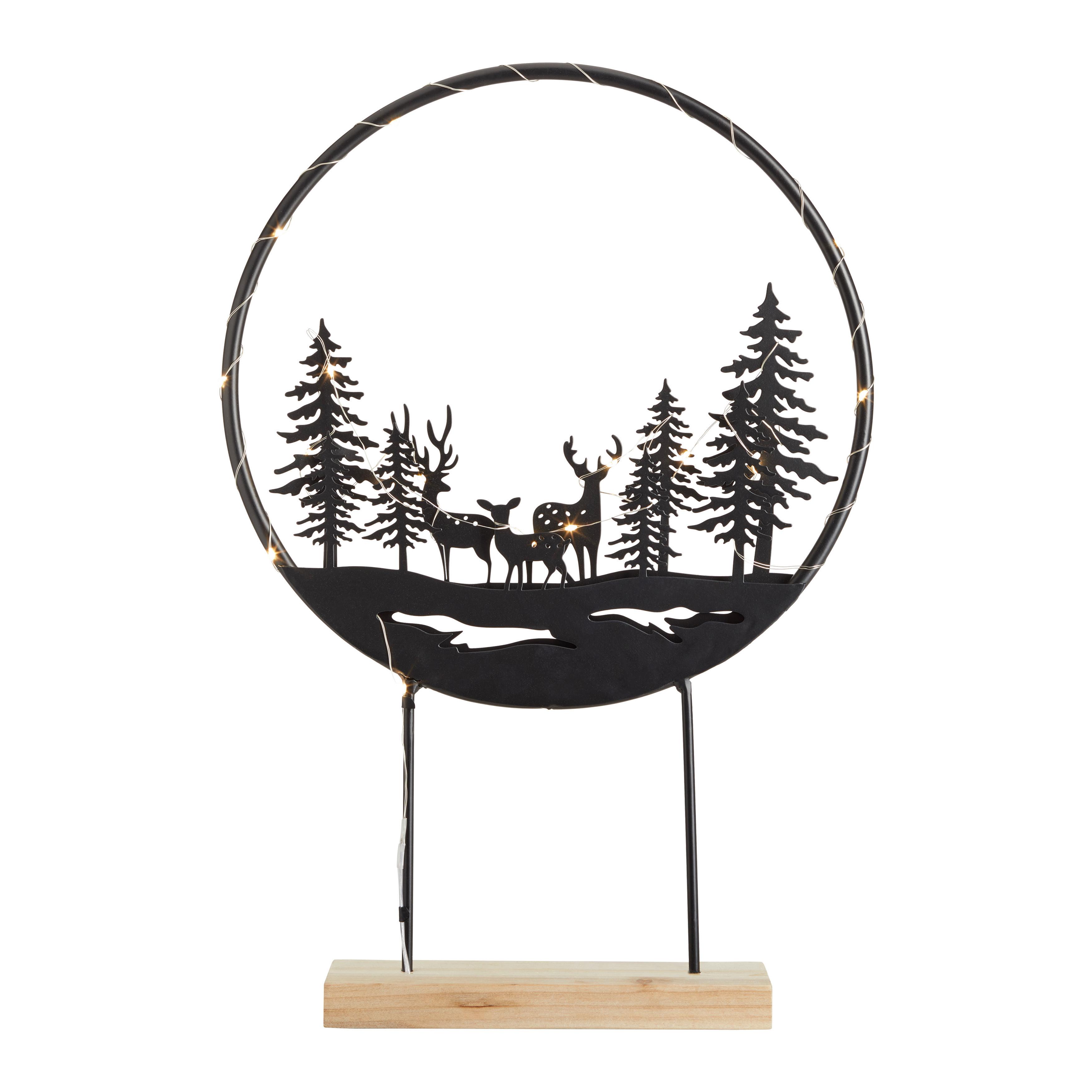 Dekorační LED svítidlo Hilda - černá/hnědá, Moderní, kov/dřevo (30/44/6cm) - Modern Living
