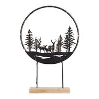 Dekorační LED svítidlo Hilda - černá/hnědá, Moderní, kov/dřevo (30/44/6cm) - Modern Living
