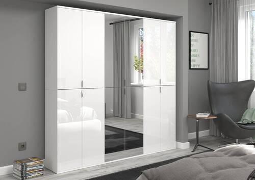 Drehtürenschrank Projekt X  Weiß Hg B: 183 cm - Weiß Hochglanz/Weiß, MODERN, Glas/Holzwerkstoff (183/193/34cm) - MID.YOU