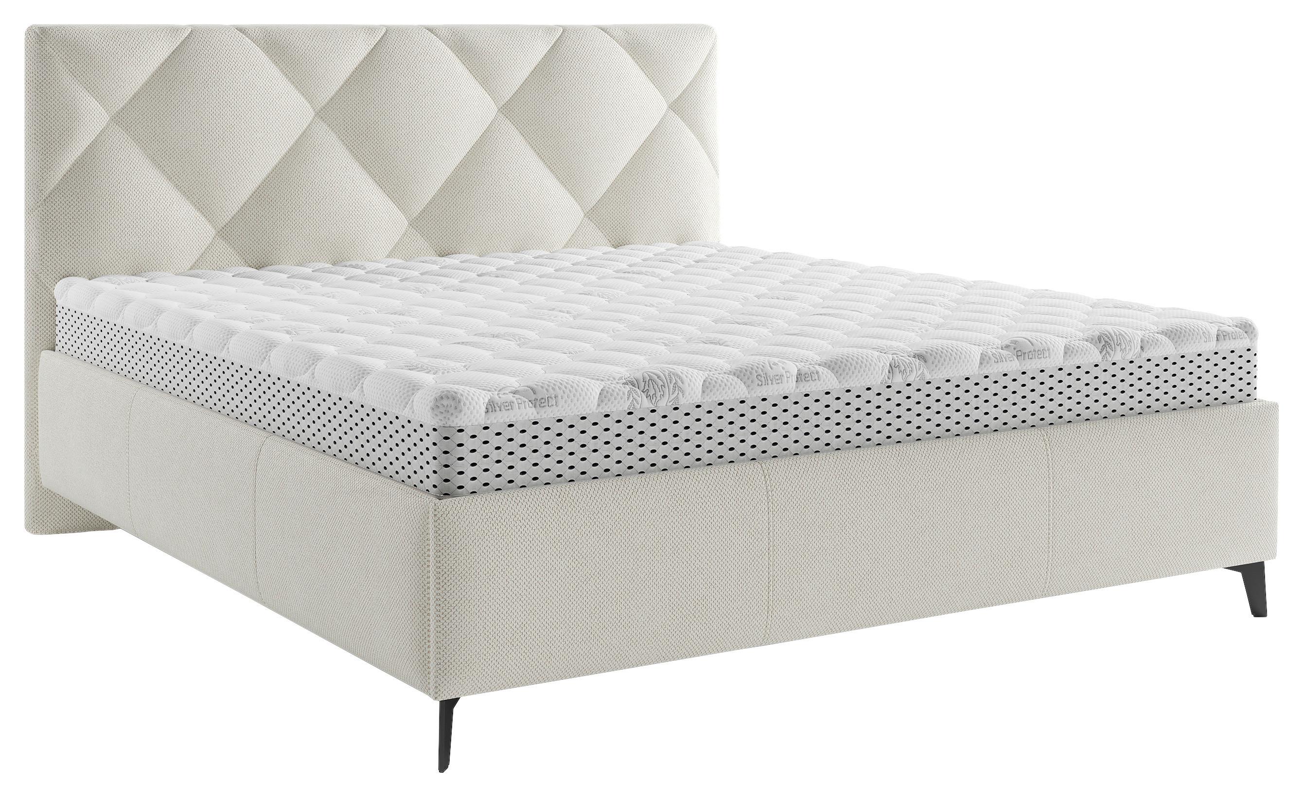 Polsterbett mit Lattenrost 180x200 cm Bianco Beige - Beige/Schwarz, MODERN, Holz/Textil (180/200cm) - MID.YOU