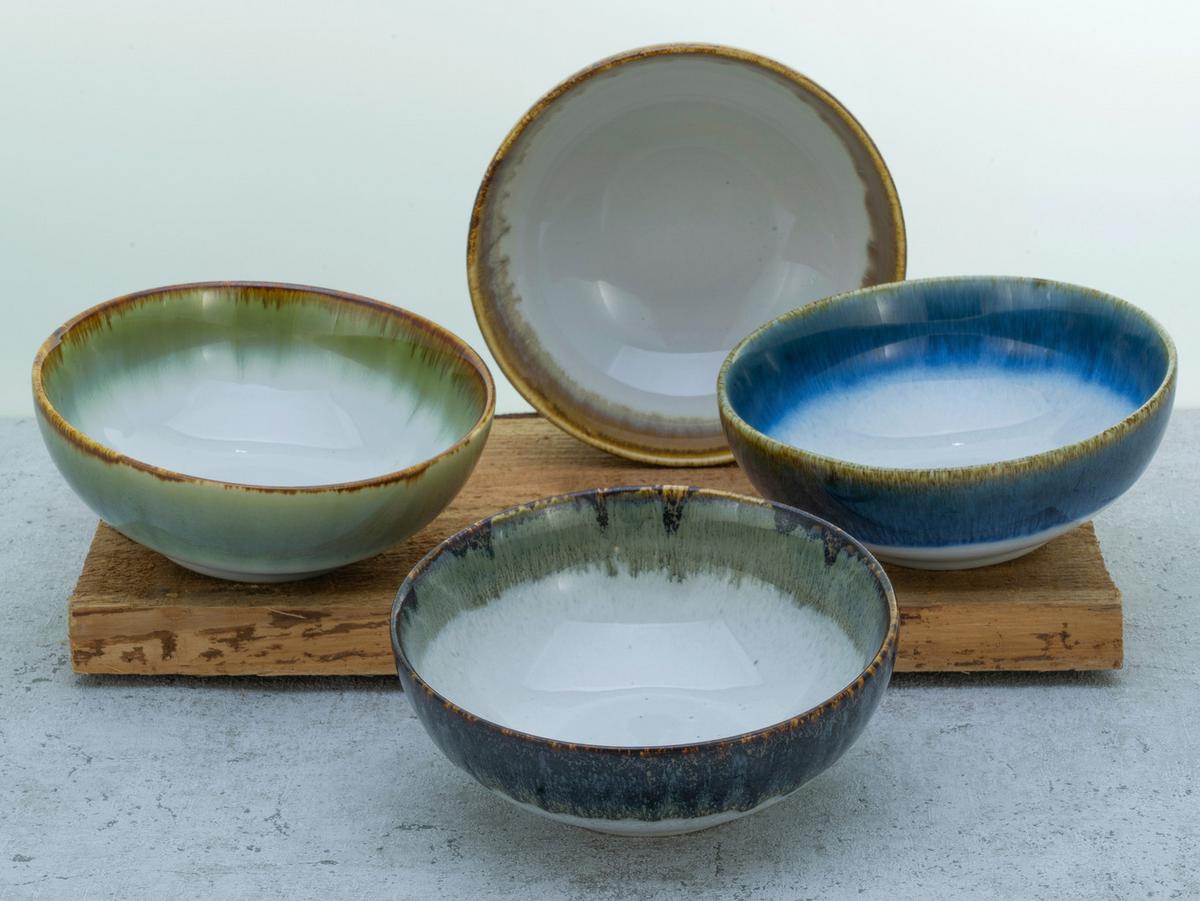 Schüsselset Steingut 4--Teilig. DxH: 16,5x5,5 cm - Blau/Braun, Basics, Keramik (16,5/5,5cm) - Creatable