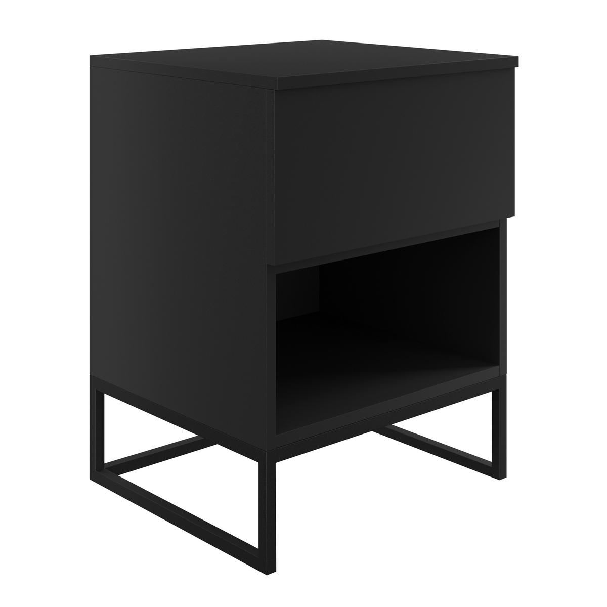 Nachtkästchen Unit In Anthrazitmit 1 Lade - Anthrazit/Anthrazit Hochglanz, MODERN, Holzwerkstoff (454/61/42cm) - Ondega