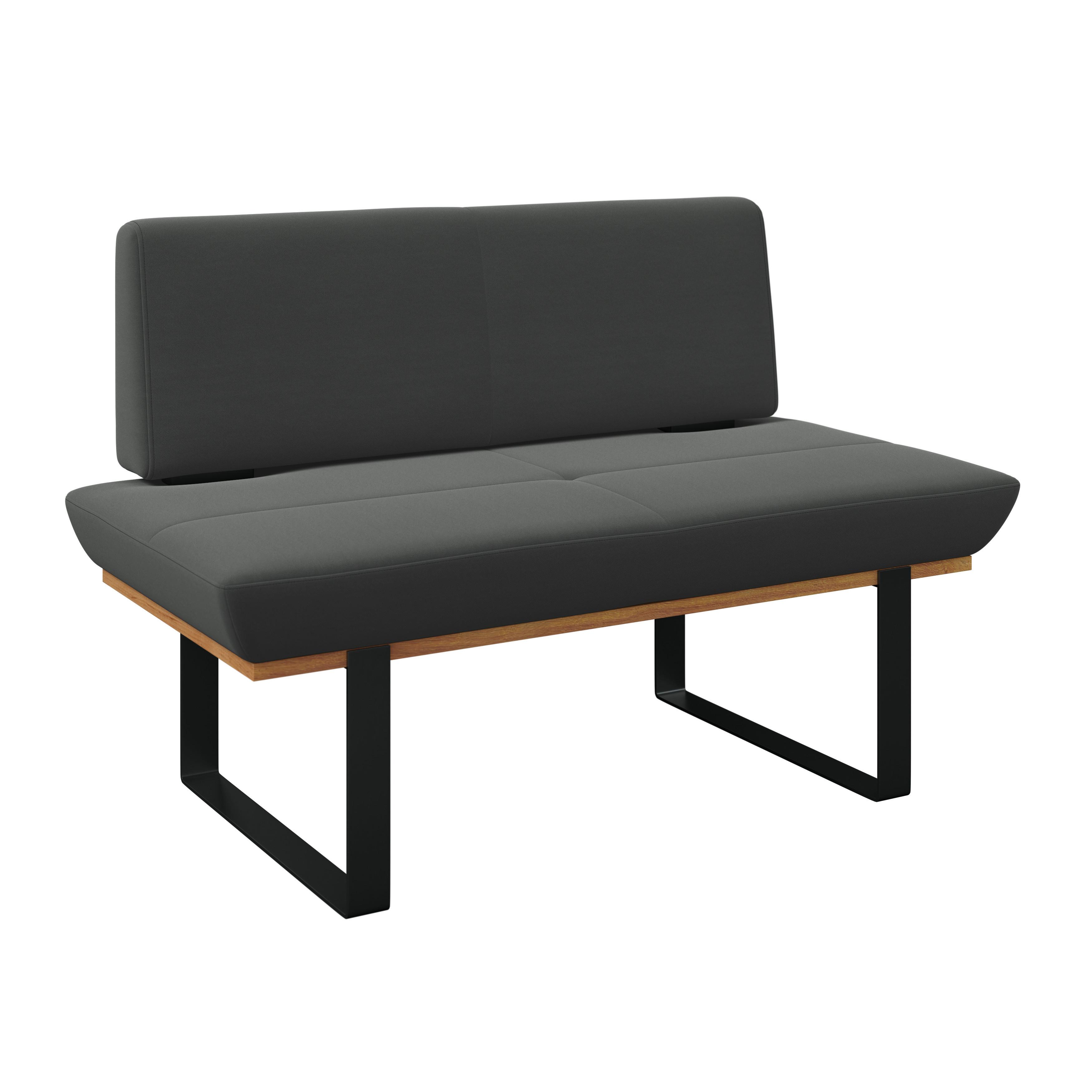 Sitzbank Tristan Webstoff anthrazit, B: 130cm - Anthrazit/Schwarz, MODERN, Holz/Textil (130/48/90cm) - James Wood