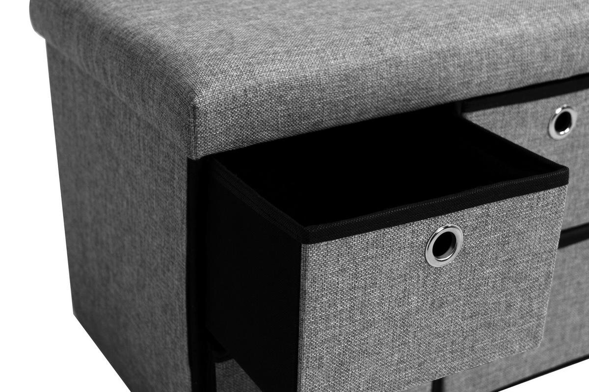 Hocker Halmstad Textil Grau, Box Mit Deckel - Grau, Trend, Wellpappe/Textil (50,5/40/38cm)