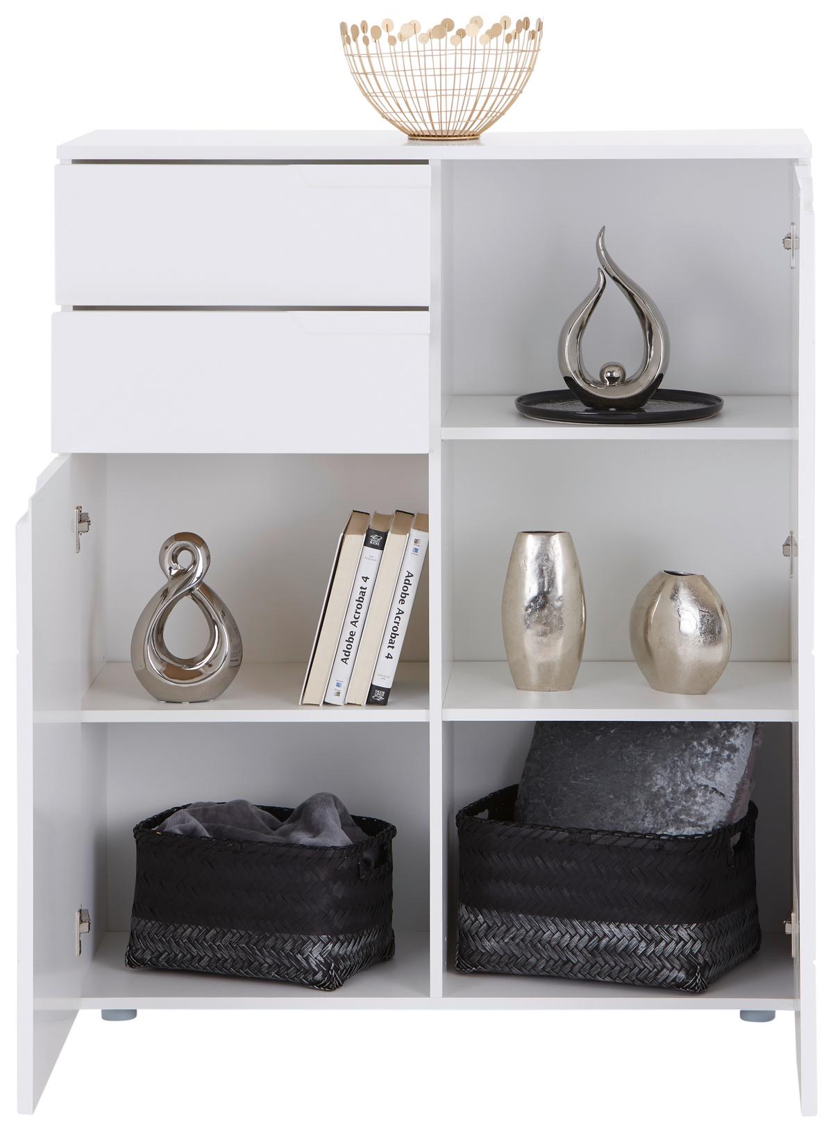 Kommode 100cm Hilton, Weiß Hilton - Weiß Hochglanz/Weiß, MODERN, Holzwerkstoff (100/119,8/40cm)