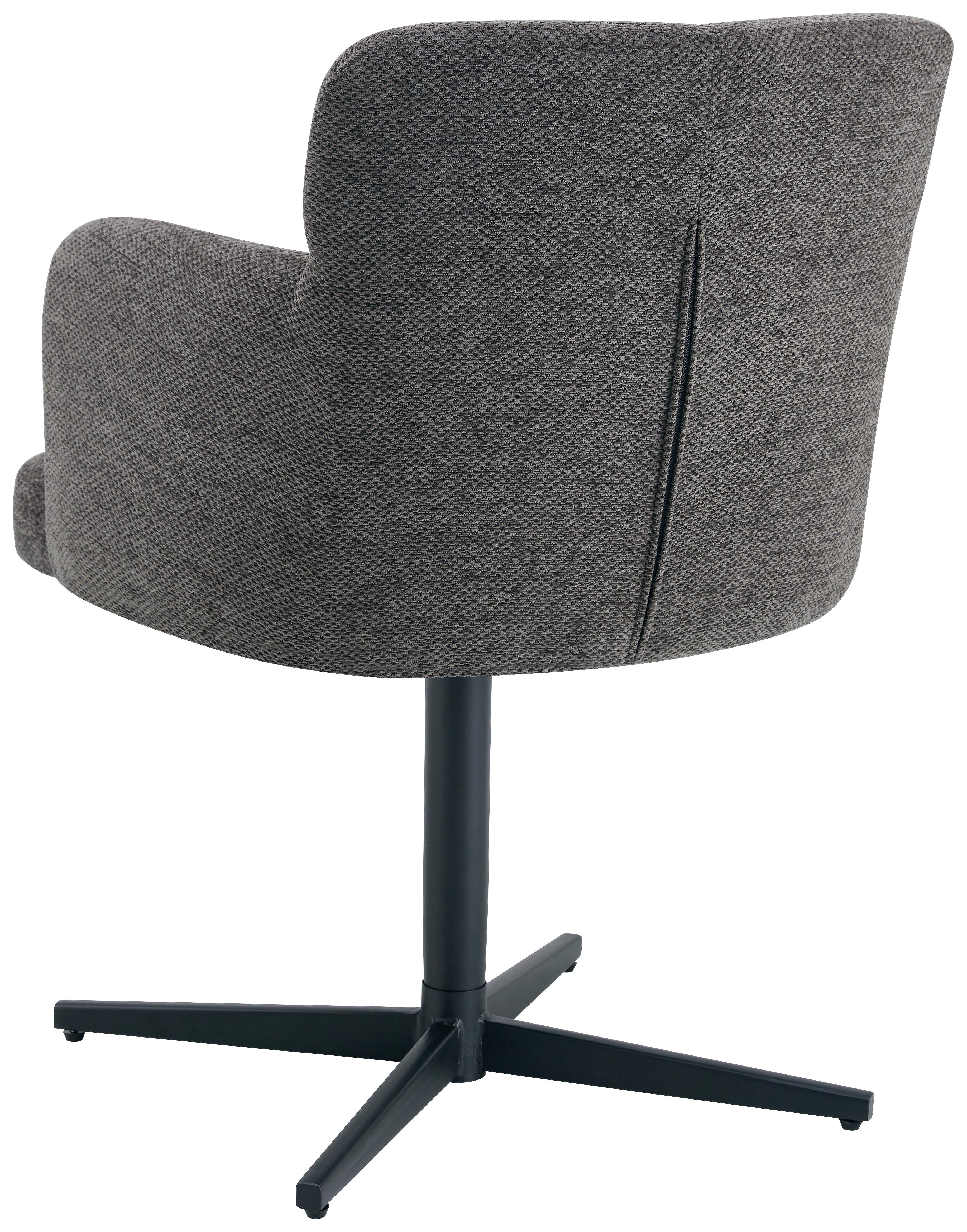Armlehnstuhl Matteo Webstoff Anthrazit, B: 58,5 Cm - Anthrazit/Schwarz, KONVENTIONELL, Holz/Textil (58,5/85/63cm) - Livetastic