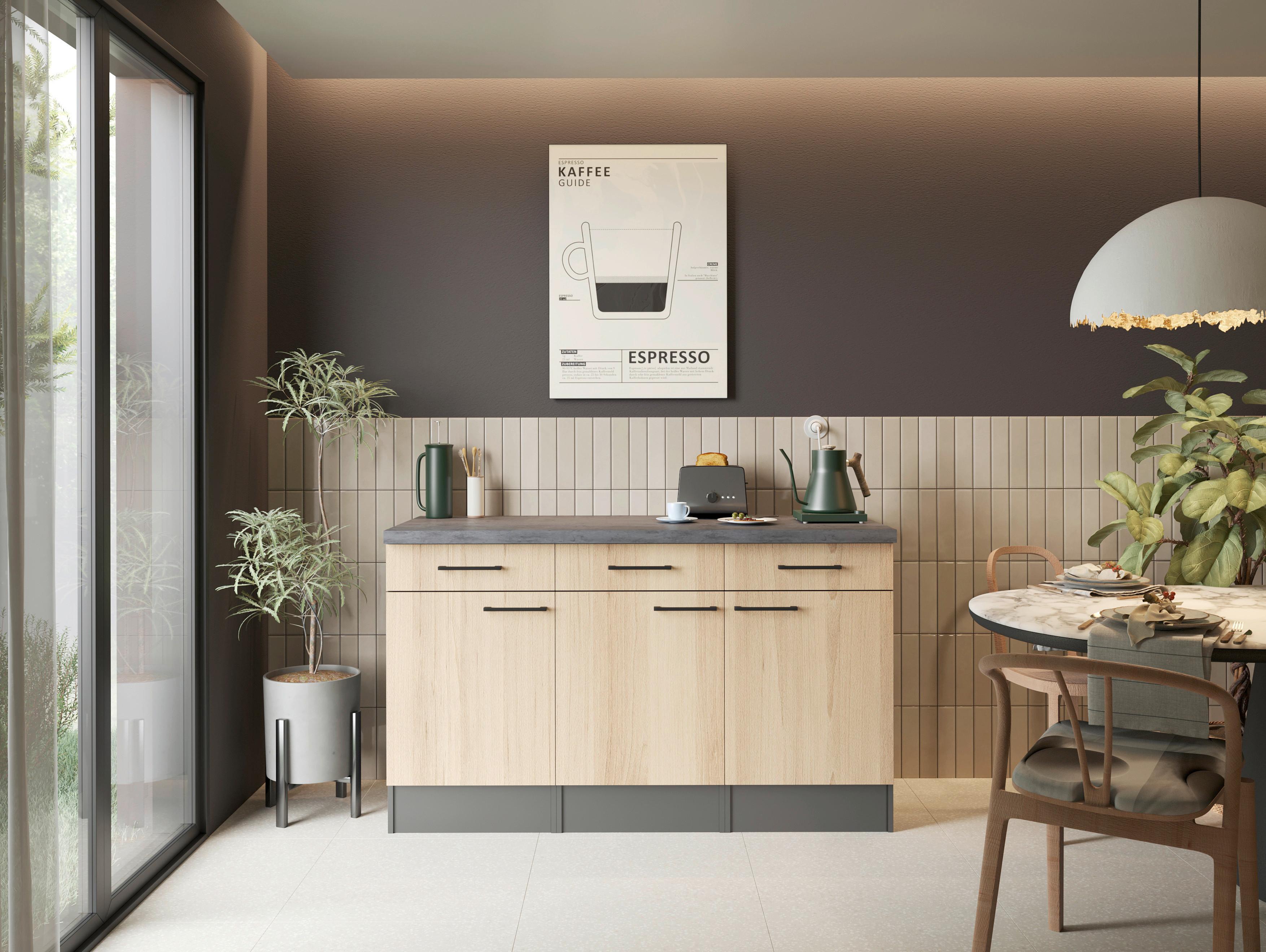 SPODNÁ KUCHYNSKÁ SKRINKA OLIVER - čierna/sivá, Trend, kov/kompozitné drevo (150/90/60cm) - Respekta