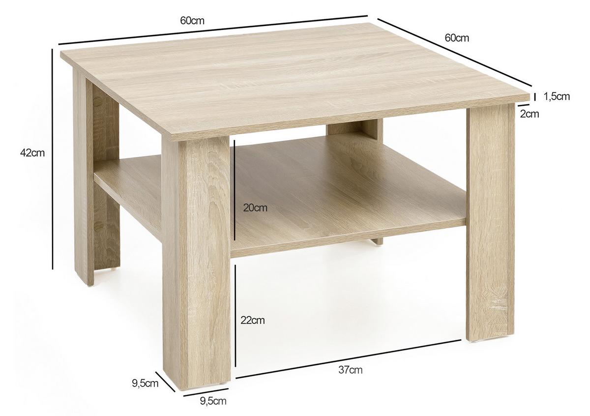 Dohányzóasztal Mid.you - tölgyfa színű, Konventionell, faalapú anyag (60/60/42cm) - MID.YOU