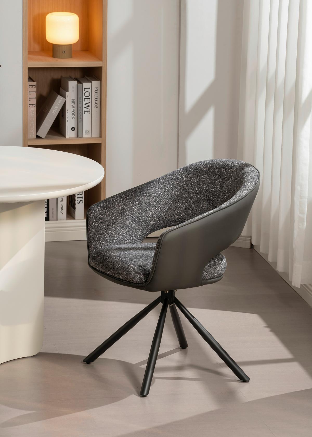 Armlehnstuhl Alva Leinenoptik Grau, B: 58 cm - Dunkelgrau/Grau, LIFESTYLE, Holz/Textil (58/83/62cm) - Livetastic