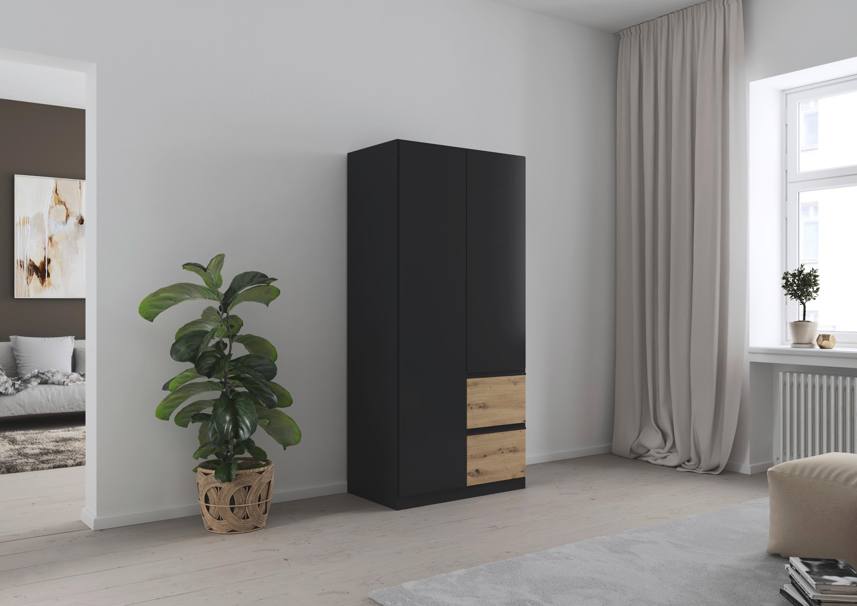 Drehtürenschrank Costa Grau Eiche Artisan Dekor - Eiche Artisan/Grau, MODERN, Holzwerkstoff (91/197/54cm) - Rauch Möbel