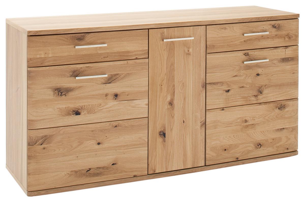 Sideboard Santori Eiche Teilmassiv - Eichefarben/Schwarz, Design, Holz/Holzwerkstoff (150/78/44cm) - Livetastic