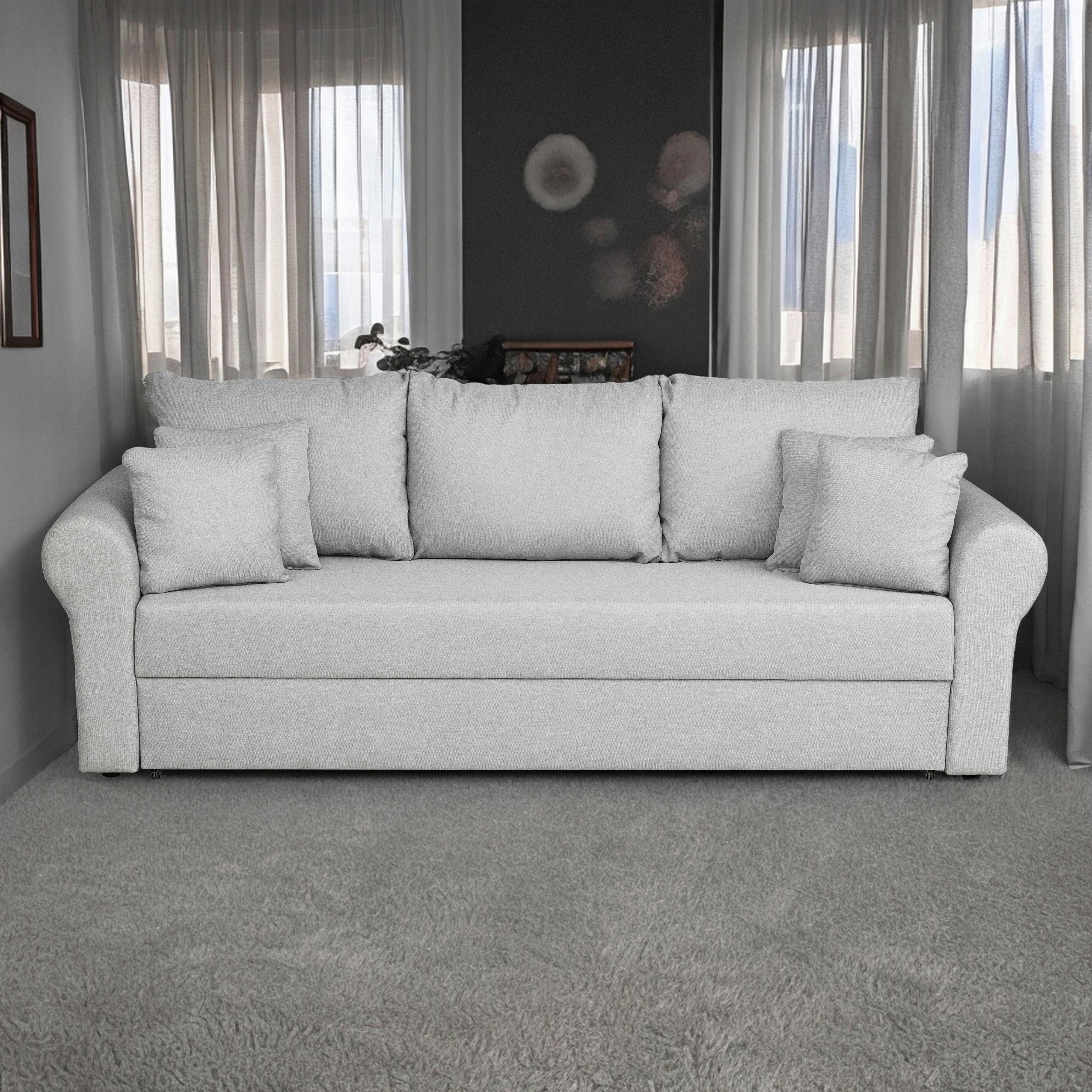 Schlafsofa Sara - Hellgrau/Schwarz, Design, Textil (235/75/90cm) - P & B