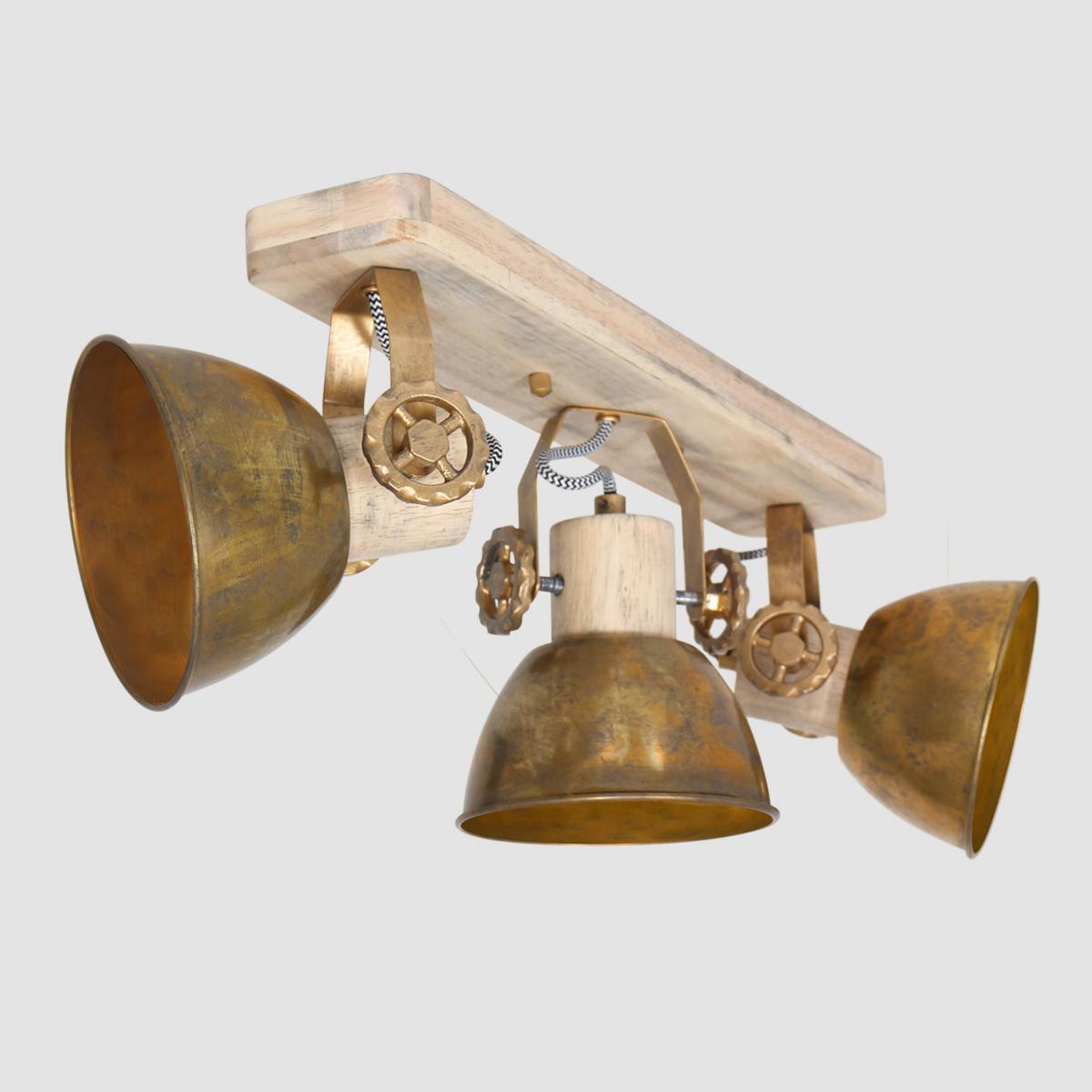 Deckenspots Gearwood - Bronzefarben/Kupferfarben, Trend, Holz/Metall (59/19/23cm)
