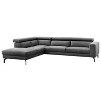 Ecksofa California - Dunkelgrau/Schwarz, MODERN, Textil (233/305cm) - Trendmanufaktur