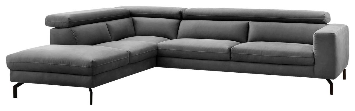 Ecksofa California - Dunkelgrau/Schwarz, MODERN, Textil (233/305cm) - Trendmanufaktur