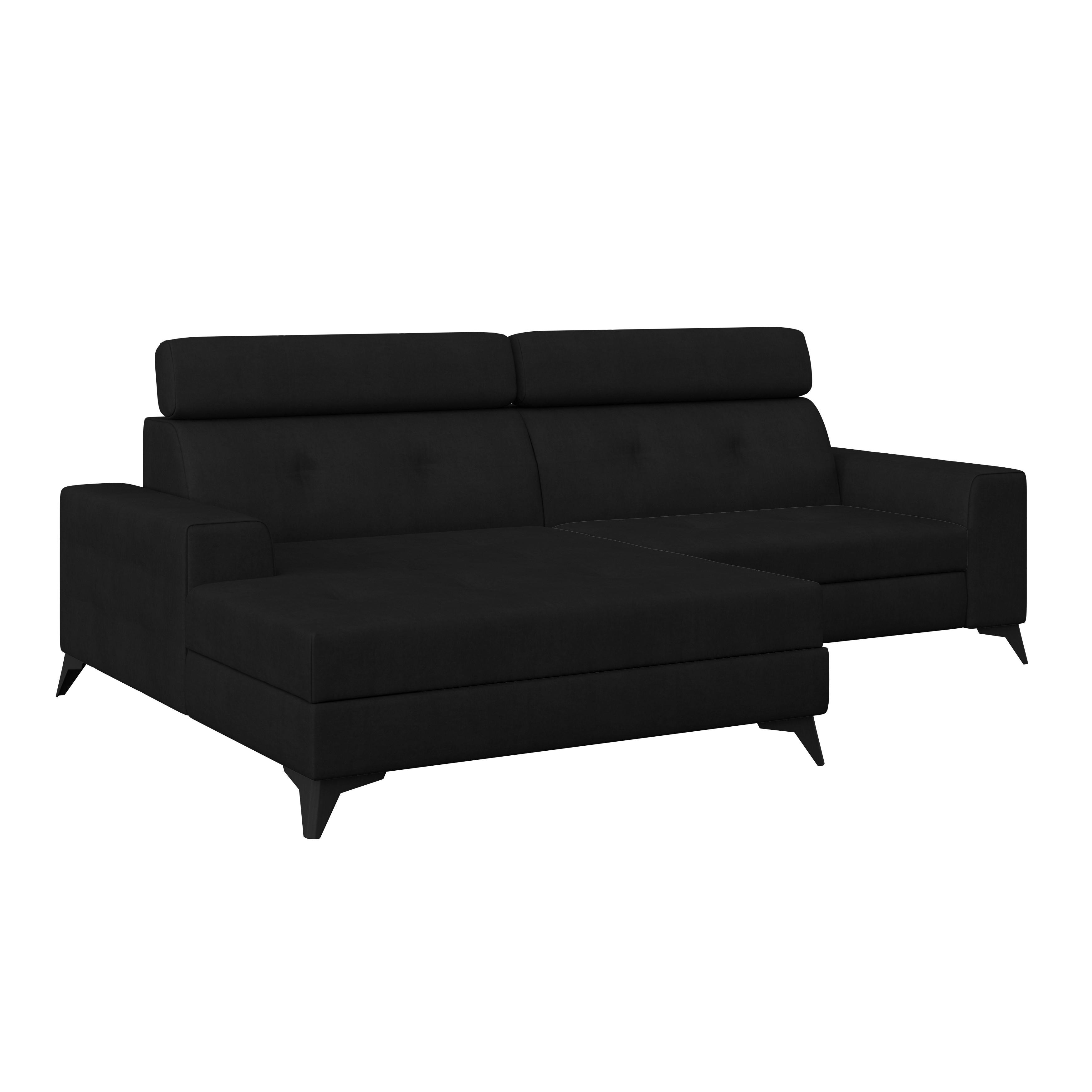 Ecksofa Mit Schlaffunktion Florida Anthrazit Samt - Anthrazit, MODERN, Holz/Holzwerkstoff (175/275cm)