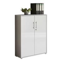 Aktenschrank versperrbar Holzwerkstoff Grau B: 84,5 cm - Weiß Hochglanz/Grau, MODERN, Holzwerkstoff (84,5/114/33cm) - MID.YOU