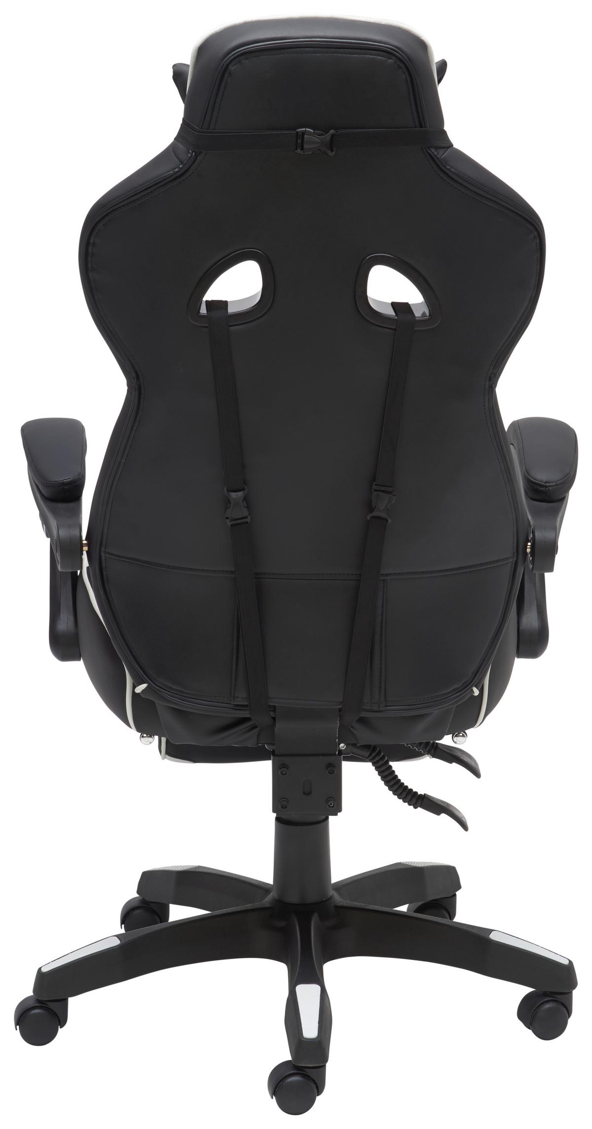 Gaming Stuhl Yaira Mit Ausziehbarer Fußstütze - Schwarz/Weiß, Design, Kunststoff/Textil (68,5/116-124/60,5cm) - Livetastic