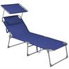 Gartenliege Dunkelblau Inkl. Sonnendach, B: 71 Cm - Alufarben/Dunkelblau, MODERN, Textil/Metall (71/38/200cm) - Modante