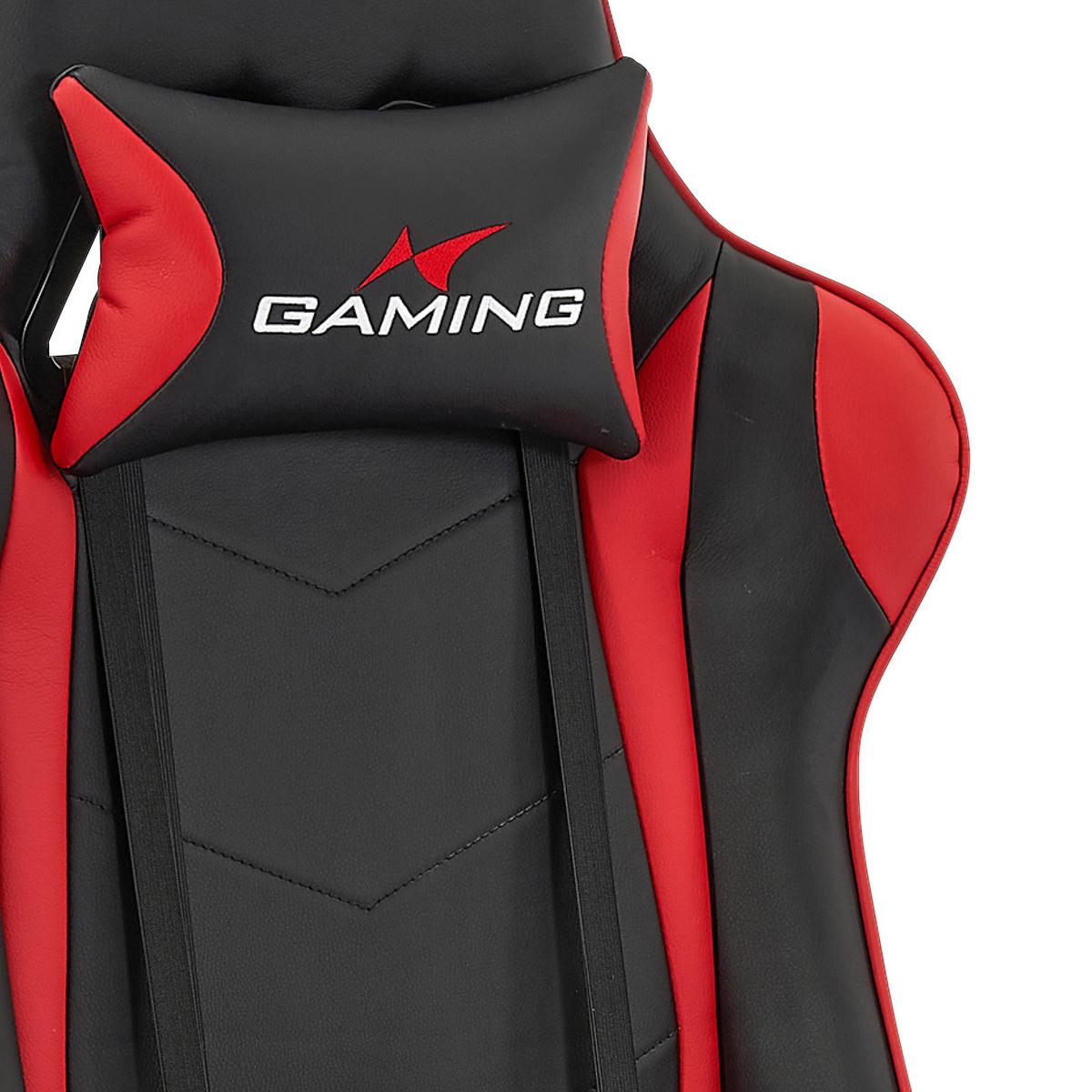 Gaming Stuhl Genf M. Armlehnen + Stützkissen Schwarz/rot - Rot/Schwarz, MODERN, Kunststoff/Textil (70/137/57cm)