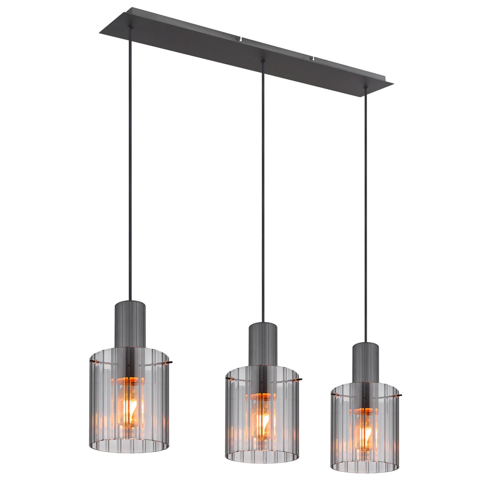 Hängeleuchte 15904-3h - Dunkelgrau, Design, Glas/Metall (98/18/120cm) - Globo