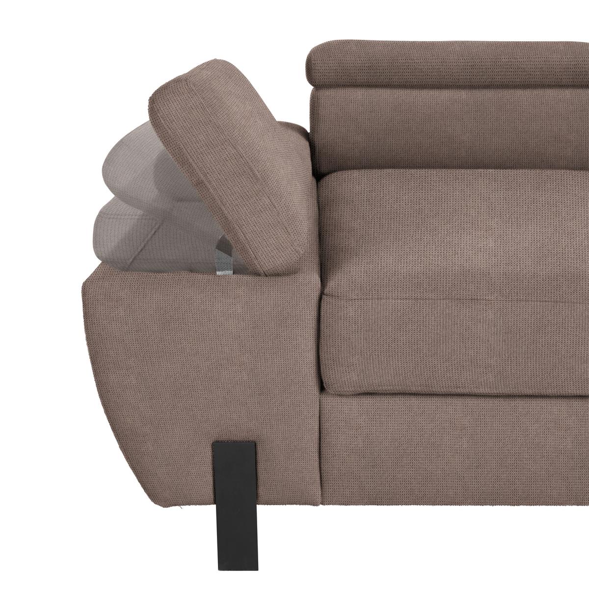 Rohová sedačka MILNA, pravá, sivohnedá - čierna/taupe, Modern, kov/drevo (277/90/189cm) - Mömax