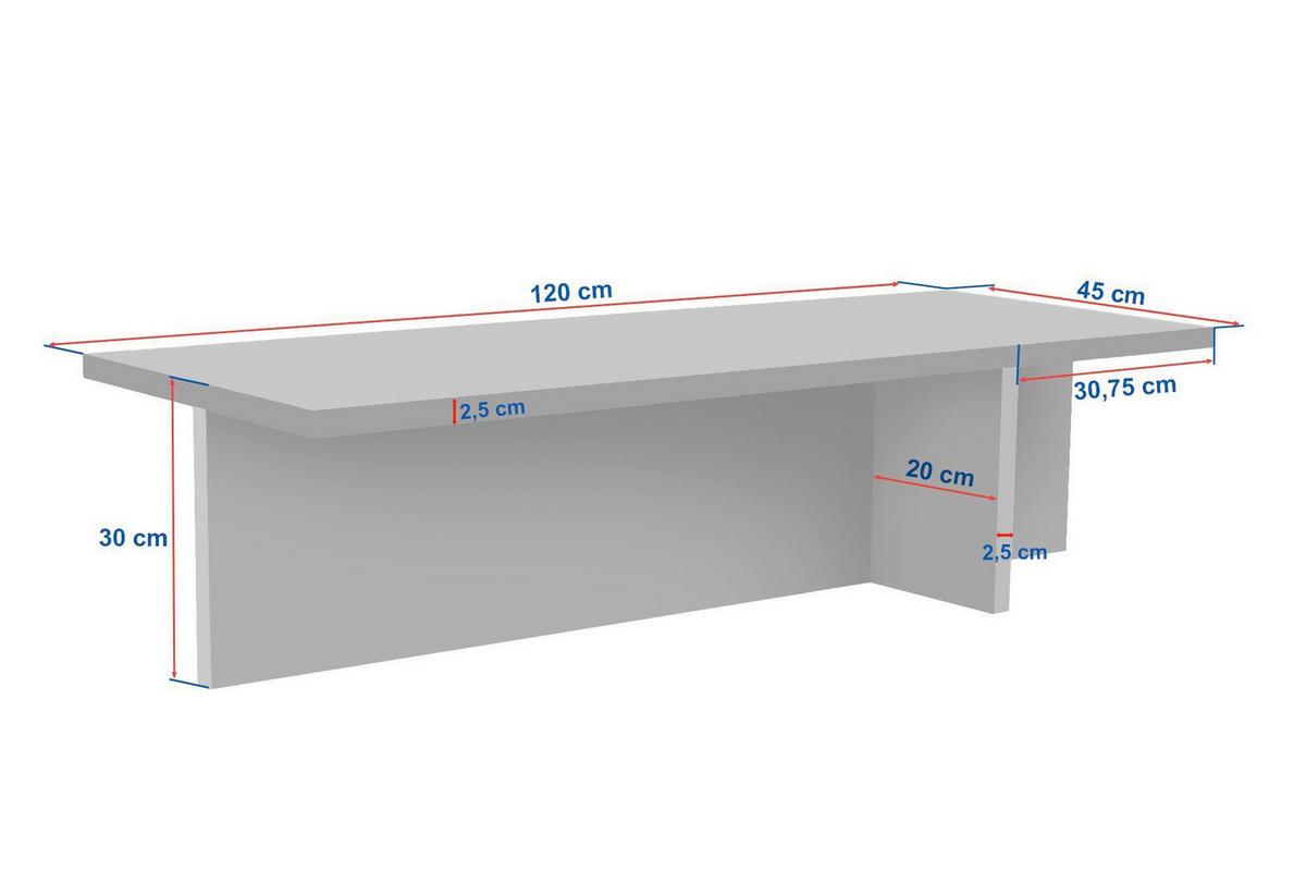 COUCHTISCH Travertine B: 120cm - Elfenbein, MODERN, Holzwerkstoff (120/30/45cm)