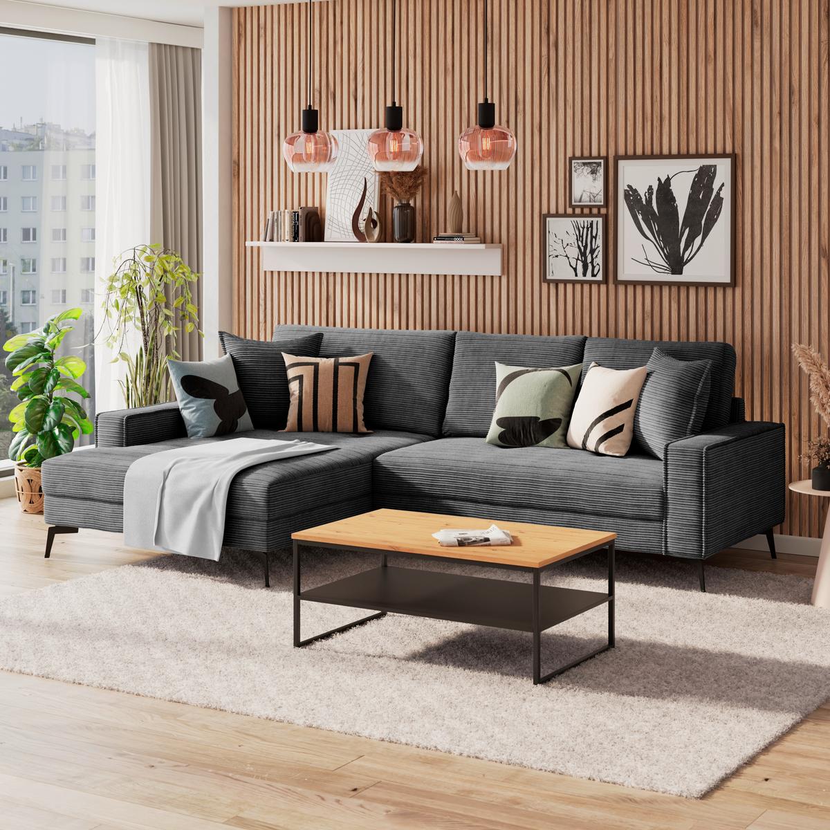 Eckbank Zero Schwarz 173x286 cm - Schwarz, Trend, Textil (173/286cm)