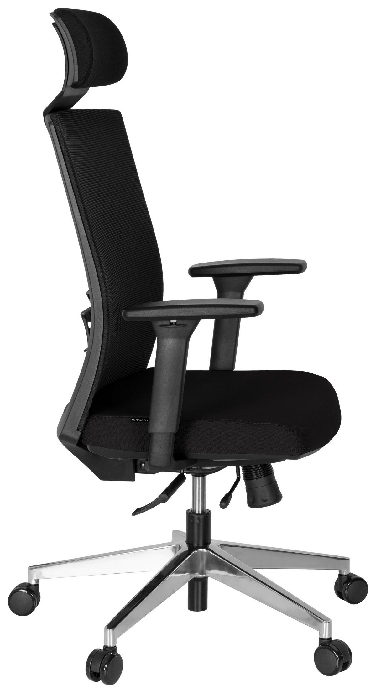 Drehstuhl Captiva Armstützen Schwarz Bis 120kg - Alufarben/Schwarz, MODERN, Kunststoff/Textil (68/131/63cm) - MID.YOU