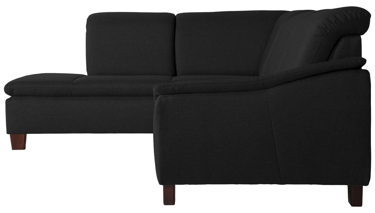 Ecksofa Aaron Schwarz Flachgewebe - Nussbaumfarben/Schwarz, Design, Textil (247/187cm) - Max Winzer
