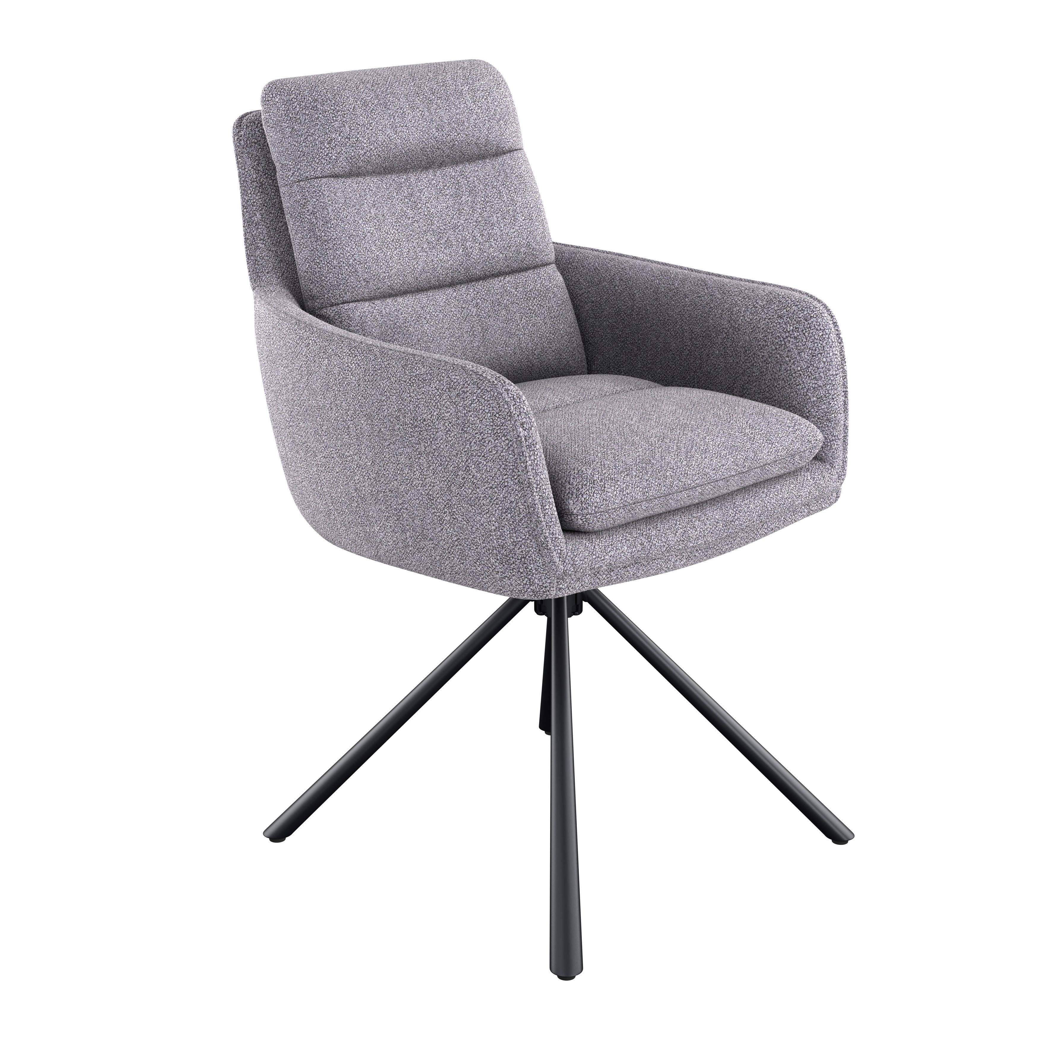 Armlehnstuhl Luce Grau/Schwarz B: 60 cm - Schwarz/Grau, MODERN, Textil/Metall (60/89/67cm) - MID.YOU