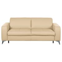 Schlafsofa Aloe Echtleder Beige B: 204 cm - Beige/Silberfarben, Design, Leder (204/84/104cm) - Livetastic