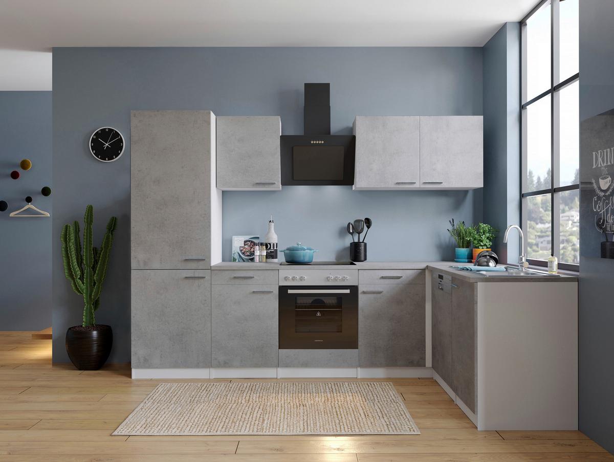 Eckküche Malia 280x172 Cm Grau, Mit Geräte - Weiß/Grau, Basics, Holzwerkstoff (280/172cm) - Respekta