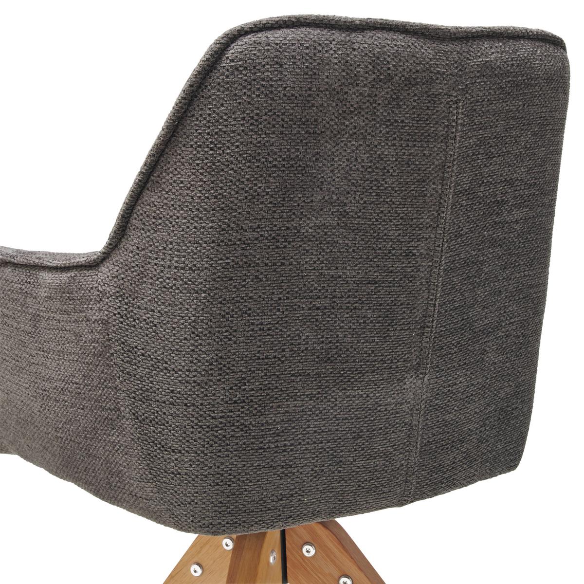 Armlehnstuhl Kerry Dunkelgrau gepolstert - Dunkelgrau/Eichefarben, LIFESTYLE, Holz/Textil (61/85/63cm) - Livetastic