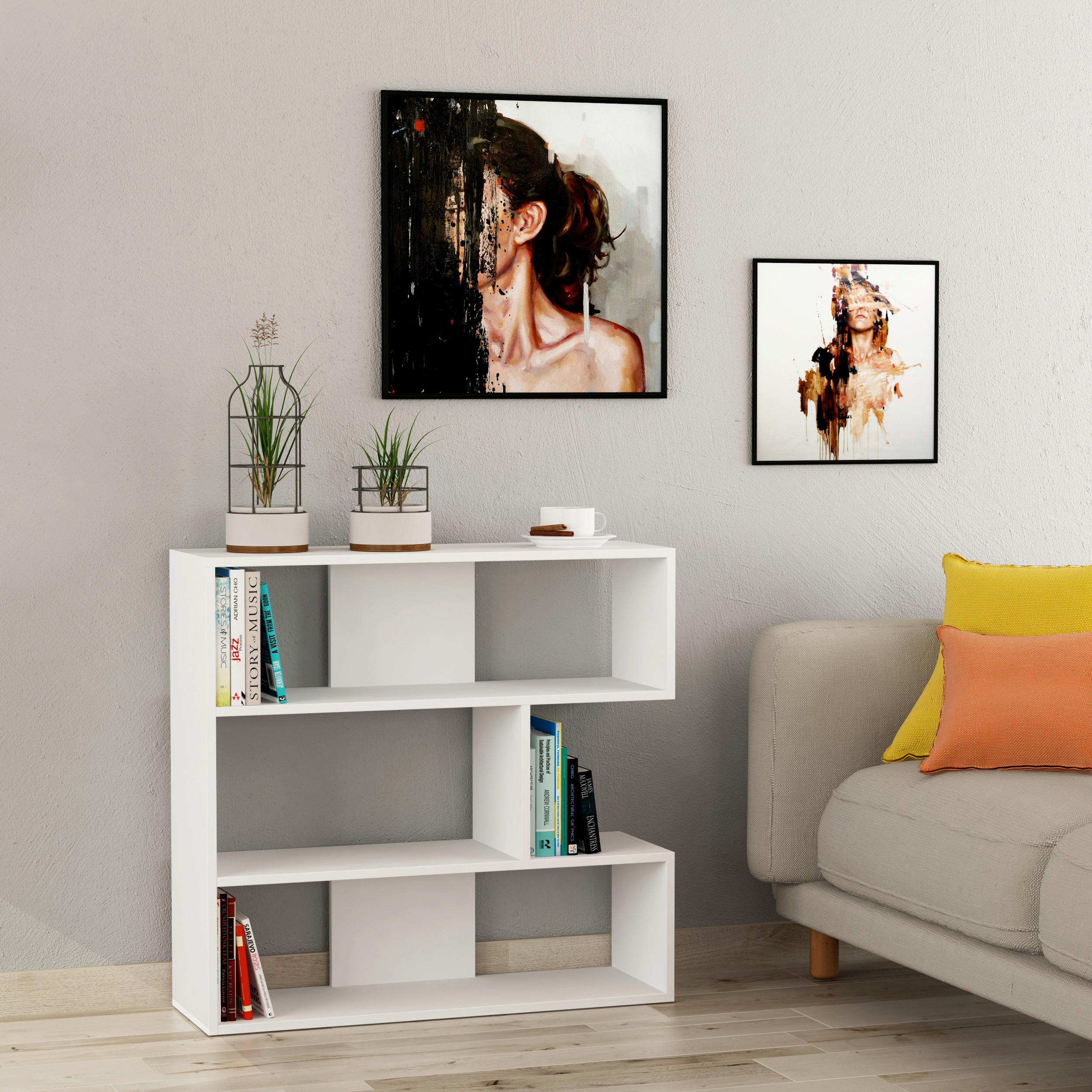 Bücherwand Molly, Weiß B: 94 Cm - Weiß, Design, Holzwerkstoff (94/89/30cm) - Livetastic
