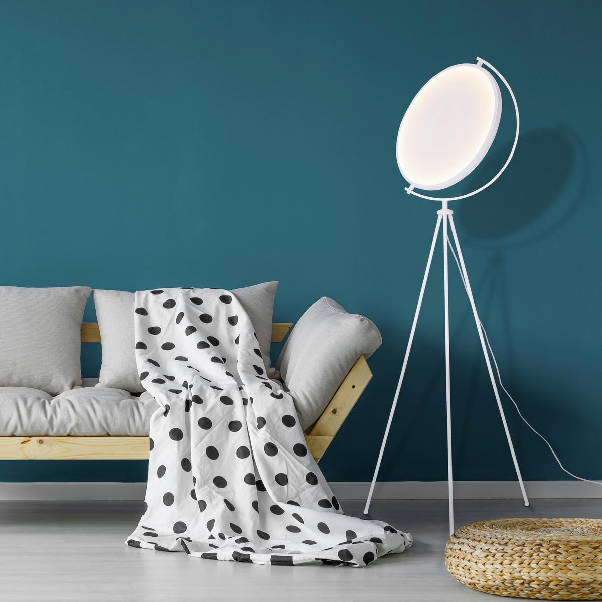 Led-stehlampe Munega Weiß Rund - Weiß, Design, Kunststoff/Textil (41/156cm) - Näve