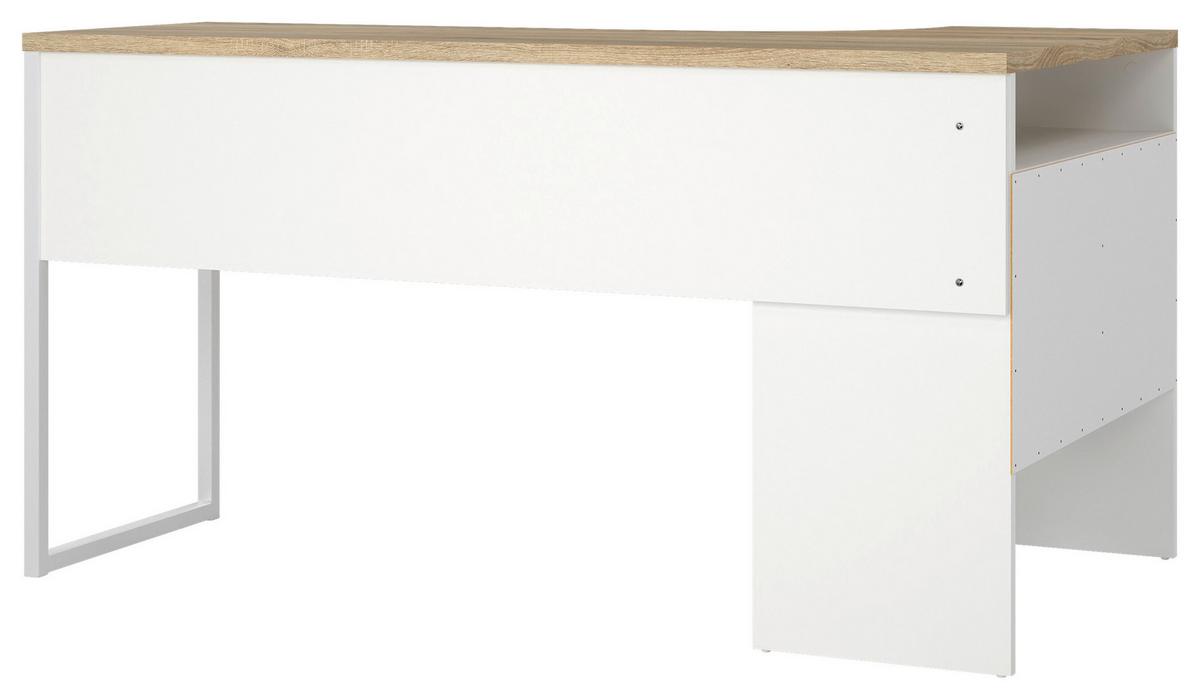 Eckschreibtisch Function Plus Ii, L: 145,1 Cm - Eichefarben/Weiß, MODERN, Holzwerkstoff/Metall (145,1/81/76,8cm) - MID.YOU